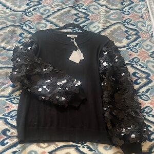 Sioni Black Sweater with Sequin Embellishments